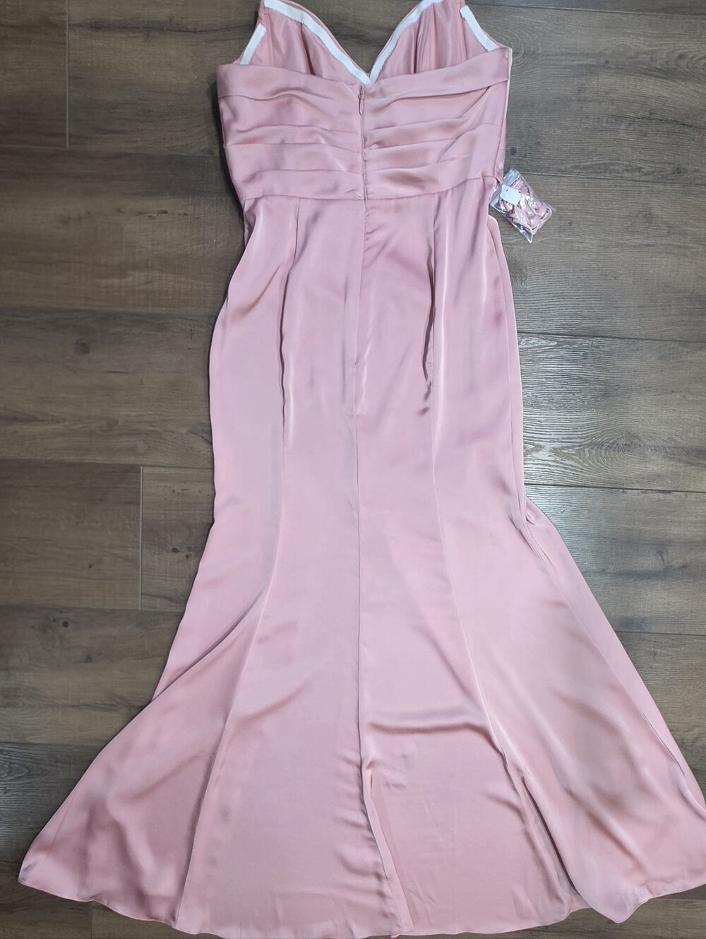 Azazie Blush Pink Satin Evening  Gown Sweetheart Neckline Slit Size A12 - Picture 4 of 10